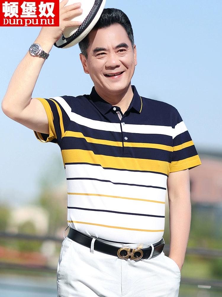 Middle-Aged Men's Dad Casual Polo Shirt Short-Sleeved T-shirt