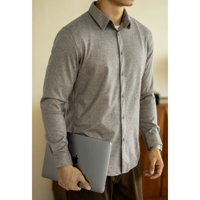 UBV Anti-Pilling Casual Woolen Shirt Men Long Sleeves 2024 Fall and Winter Brushed Thick Fleece Business Heattech Shirt