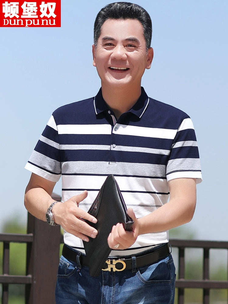 Middle-Aged Men's Dad Casual Polo Shirt Short-Sleeved T-shirt