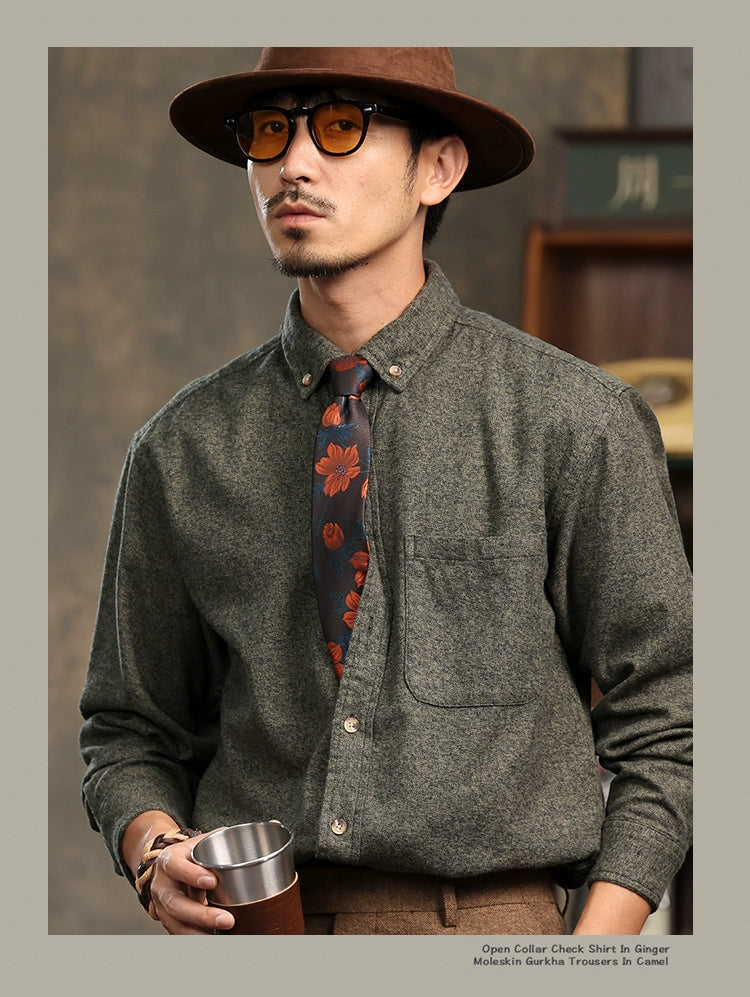 High-Grade British Retro Shirts Men's Autumn New Loose Long sleeve Ruoshuai inside and outside Two-Match Light Luxury Cotton Shirt