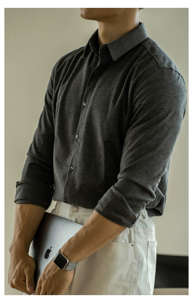 UBV Anti-Pilling Casual Woolen Shirt Men Long Sleeves 2024 Fall and Winter Brushed Thick Fleece Business Heattech Shirt