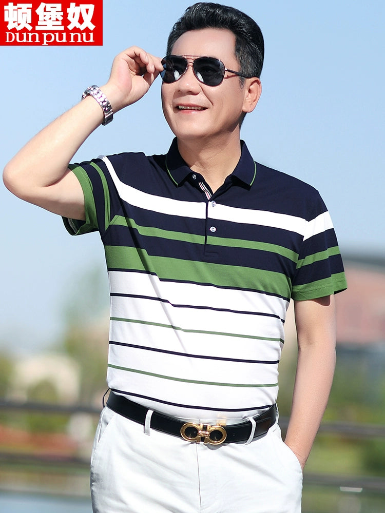 Middle-Aged Men's Dad Casual Polo Shirt Short-Sleeved T-shirt