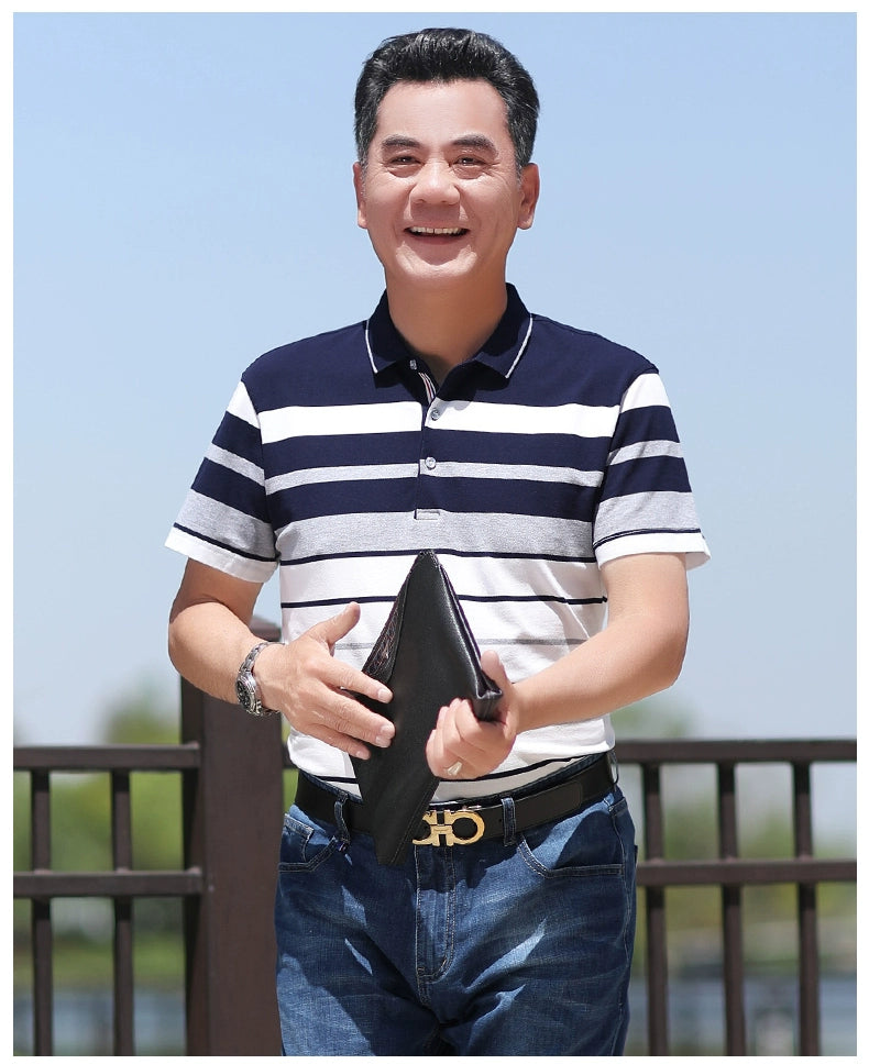 Middle-Aged Men's Dad Casual Polo Shirt Short-Sleeved T-shirt