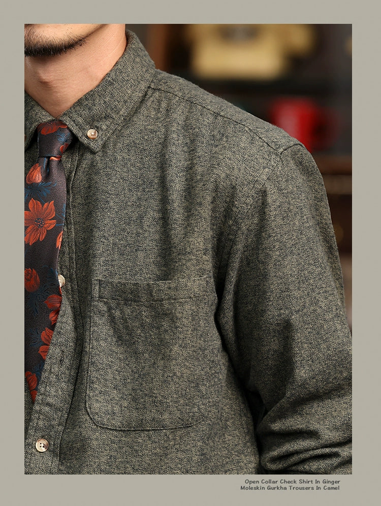 High-Grade British Retro Shirts Men's Autumn New Loose Long sleeve Ruoshuai inside and outside Two-Match Light Luxury Cotton Shirt