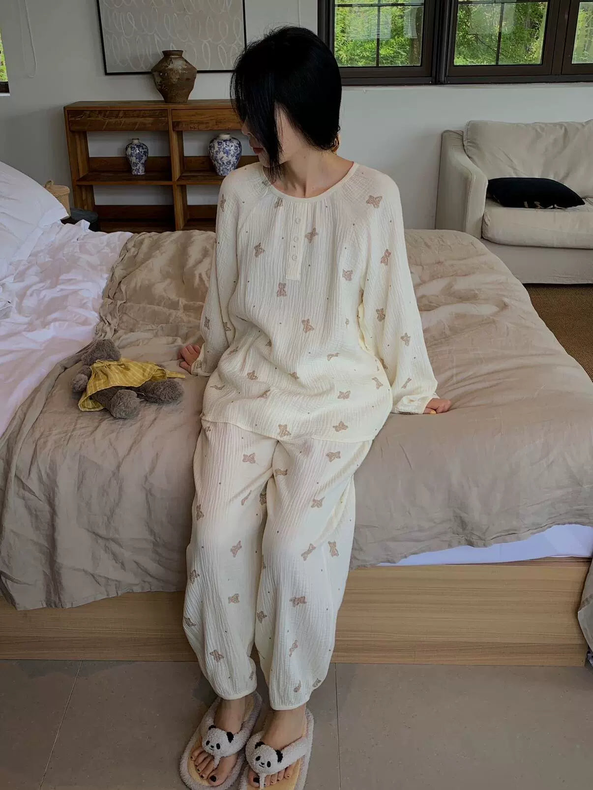 Gentle Women's Pure Cotton Floral Japanese Style Homewear Pajamas