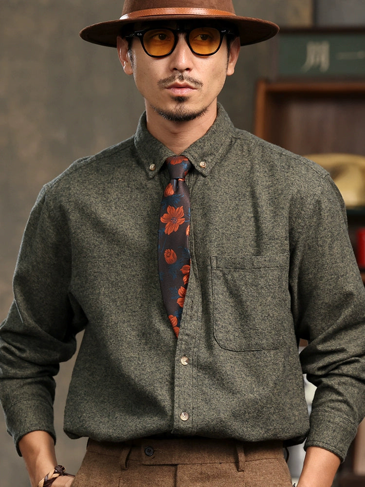 High-Grade British Retro Shirts Men's Autumn New Loose Long sleeve Ruoshuai inside and outside Two-Match Light Luxury Cotton Shirt