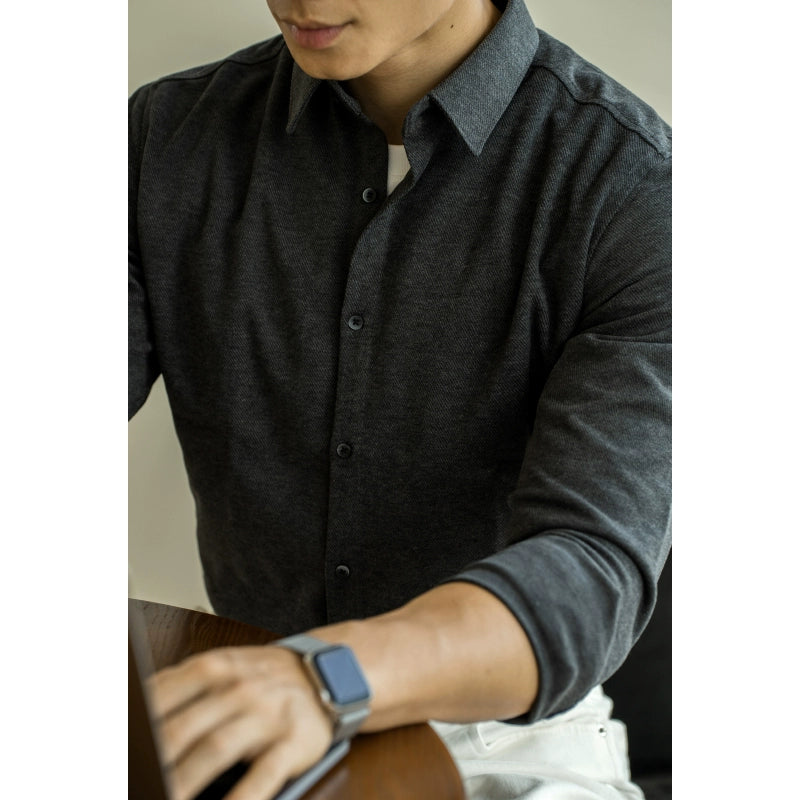 UBV Anti-Pilling Casual Woolen Shirt Men Long Sleeves 2024 Fall and Winter Brushed Thick Fleece Business Heattech Shirt