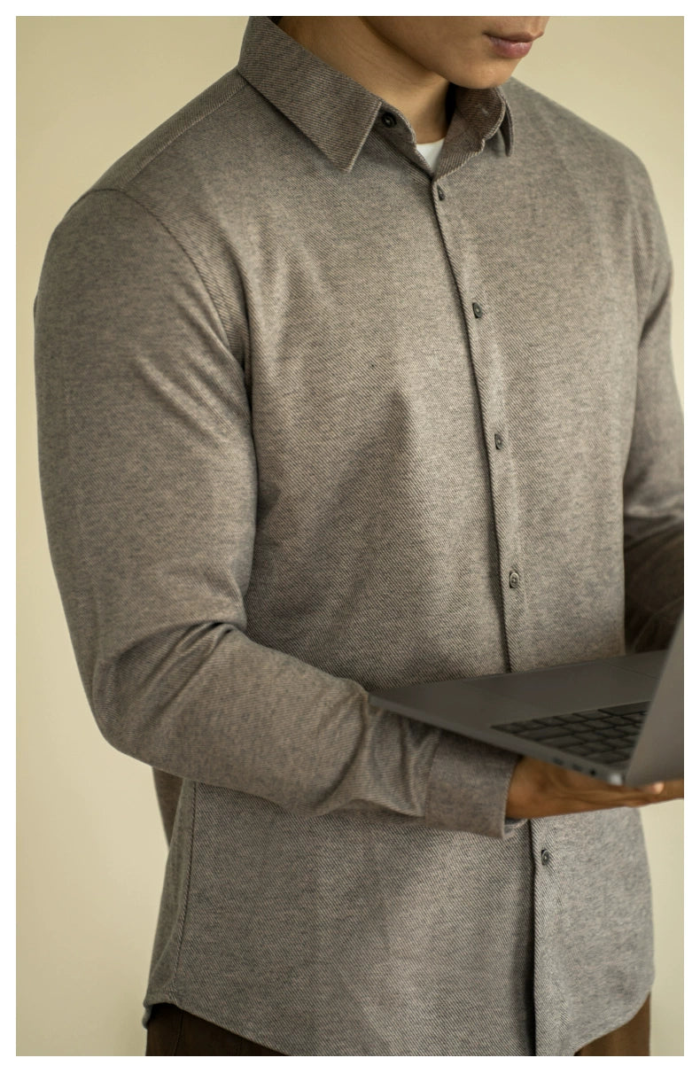 UBV Anti-Pilling Casual Woolen Shirt Men Long Sleeves 2024 Fall and Winter Brushed Thick Fleece Business Heattech Shirt