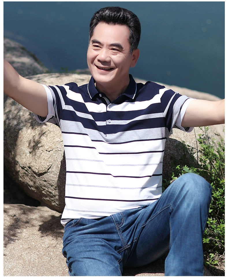 Middle-Aged Men's Dad Casual Polo Shirt Short-Sleeved T-shirt