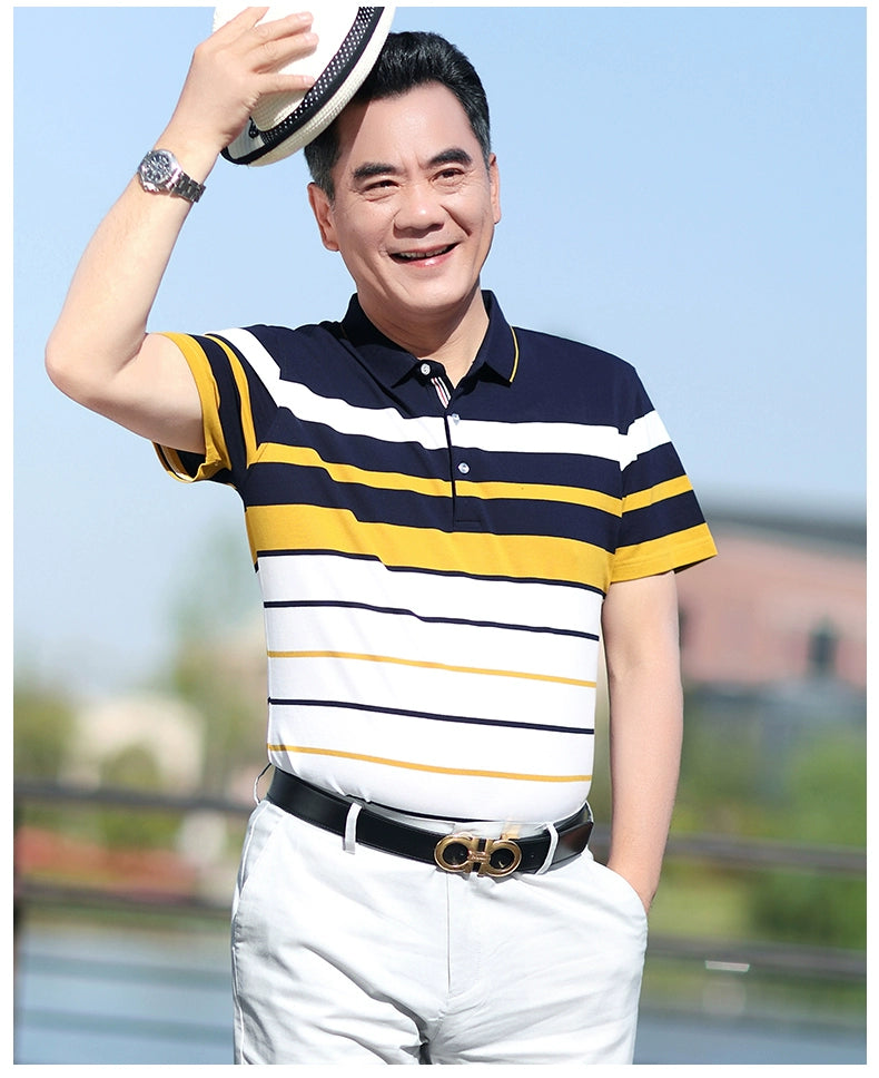 Middle-Aged Men's Dad Casual Polo Shirt Short-Sleeved T-shirt