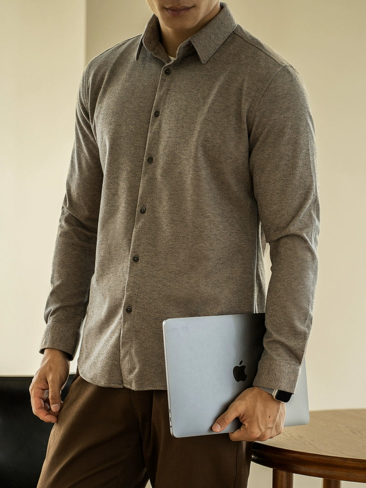 UBV Anti-Pilling Casual Woolen Shirt Men Long Sleeves 2024 Fall and Winter Brushed Thick Fleece Business Heattech Shirt