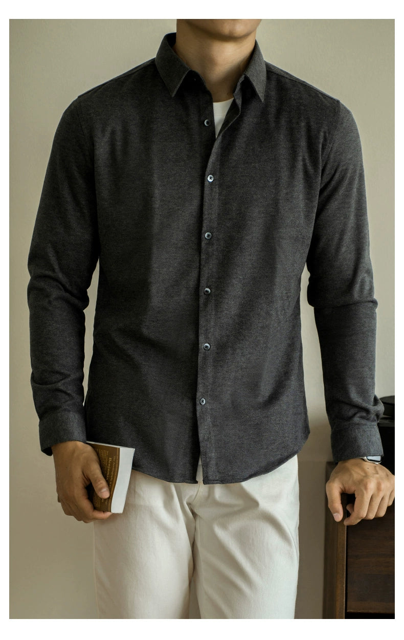 UBV Anti-Pilling Casual Woolen Shirt Men Long Sleeves 2024 Fall and Winter Brushed Thick Fleece Business Heattech Shirt