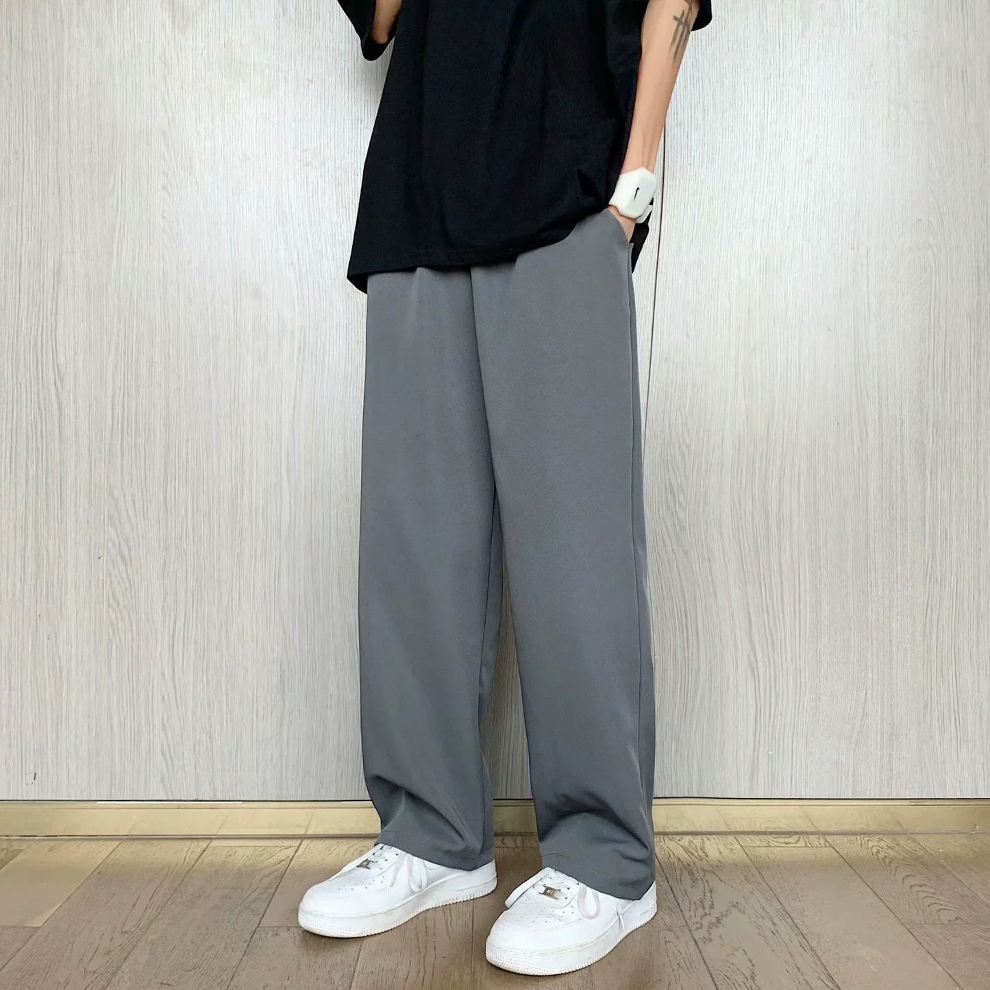 Trendy Summer Casual Ins Drape Pure Color Suit Pants