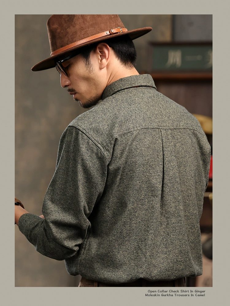 High-Grade British Retro Shirts Men's Autumn New Loose Long sleeve Ruoshuai inside and outside Two-Match Light Luxury Cotton Shirt