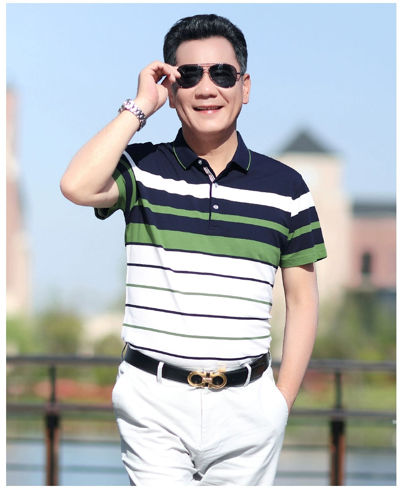 Middle-Aged Men's Dad Casual Polo Shirt Short-Sleeved T-shirt
