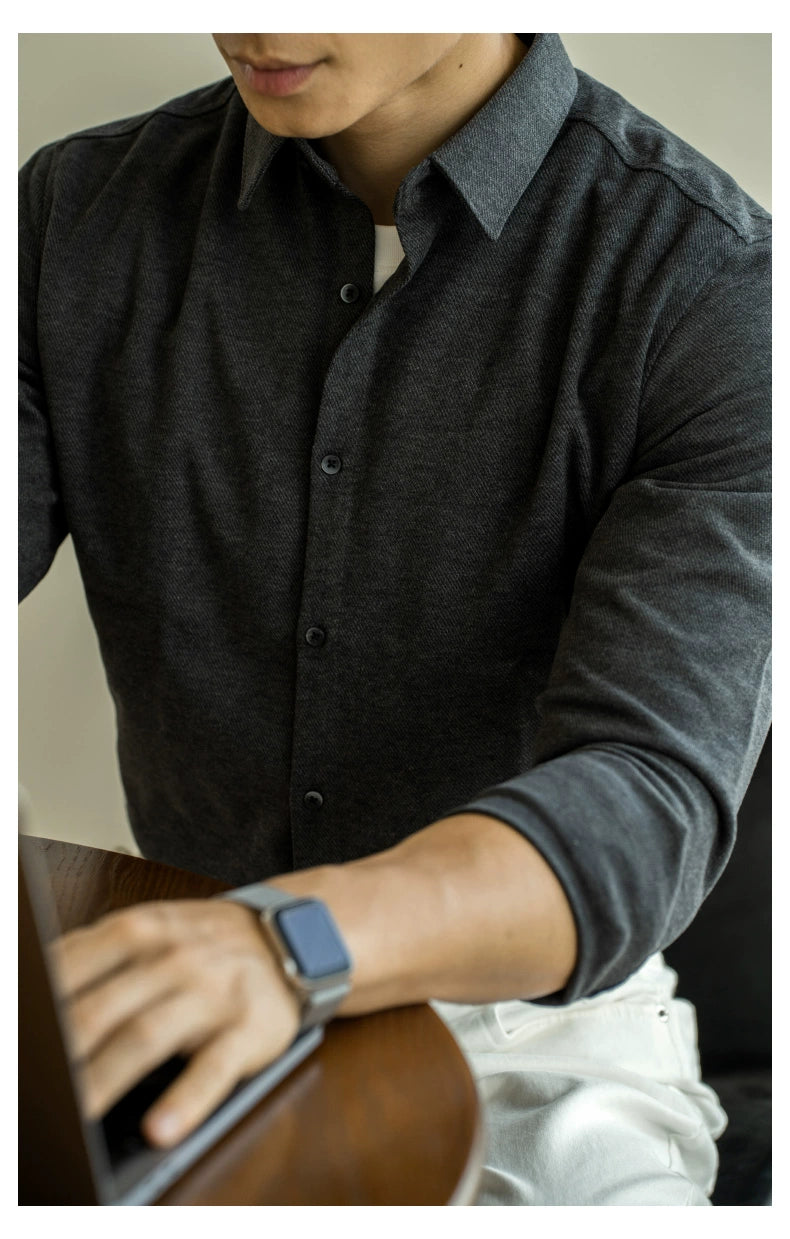 UBV Anti-Pilling Casual Woolen Shirt Men Long Sleeves 2024 Fall and Winter Brushed Thick Fleece Business Heattech Shirt
