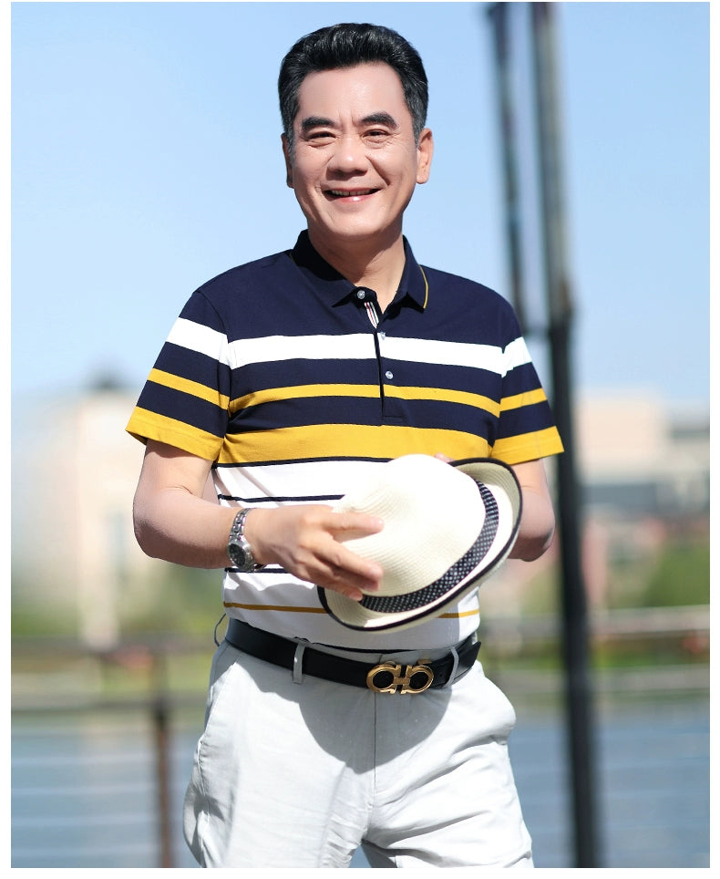 Middle-Aged Men's Dad Casual Polo Shirt Short-Sleeved T-shirt