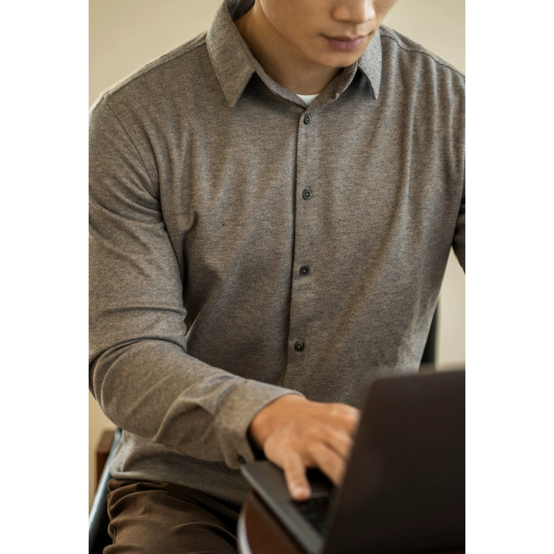 UBV Anti-Pilling Casual Woolen Shirt Men Long Sleeves 2024 Fall and Winter Brushed Thick Fleece Business Heattech Shirt