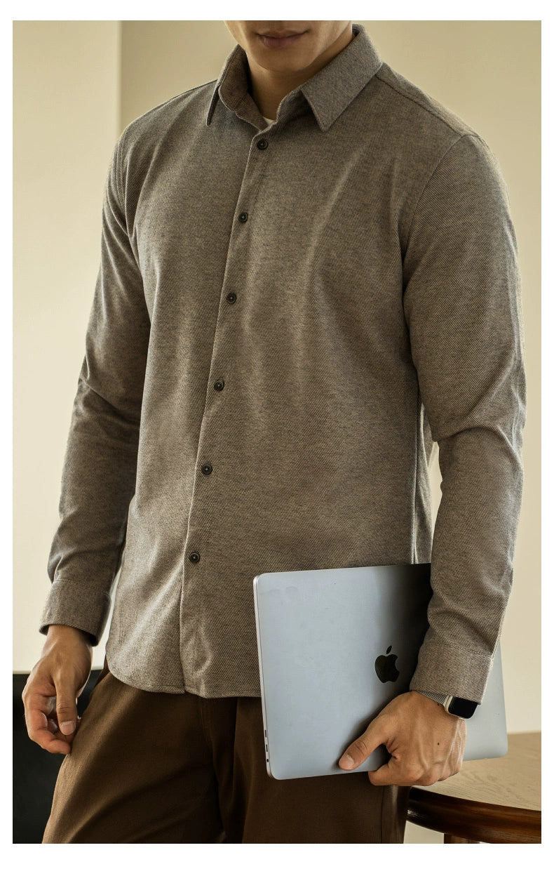 UBV Anti-Pilling Casual Woolen Shirt Men Long Sleeves 2024 Fall and Winter Brushed Thick Fleece Business Heattech Shirt