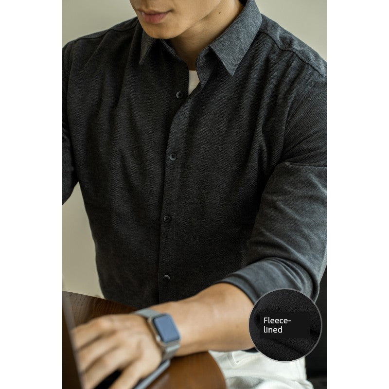 UBV Anti-Pilling Casual Woolen Shirt Men Long Sleeves 2024 Fall and Winter Brushed Thick Fleece Business Heattech Shirt