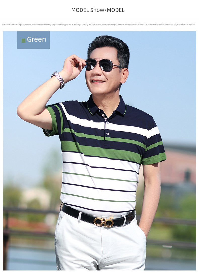 Middle-Aged Men's Dad Casual Polo Shirt Short-Sleeved T-shirt