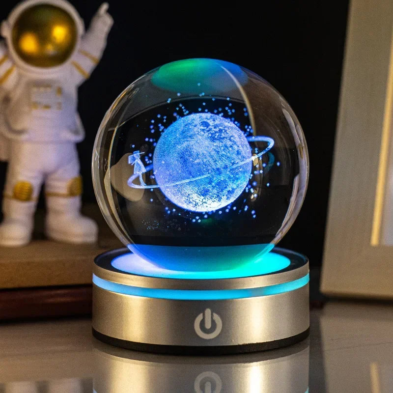 Crystal Ball Night Lights Glowing Planet Galaxy Astronaut 3D RGB Moon Atmosphere Lamp Tabletop Decorations Kid Gifts home decor