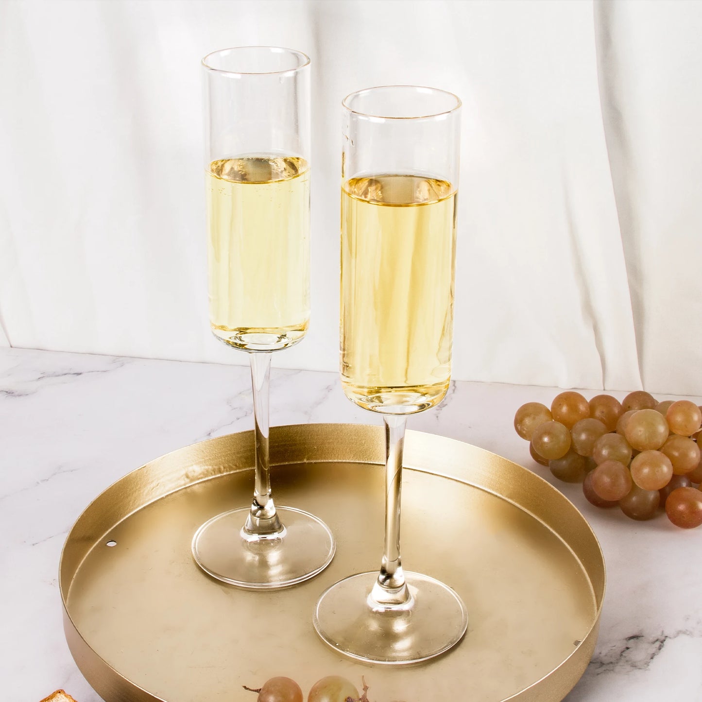 Cylinder Champagne Flutes, Champagne Flute Glass Set of 12, Champagne glasses for Party, Home, Restaurant Use, 6 oz Capacity