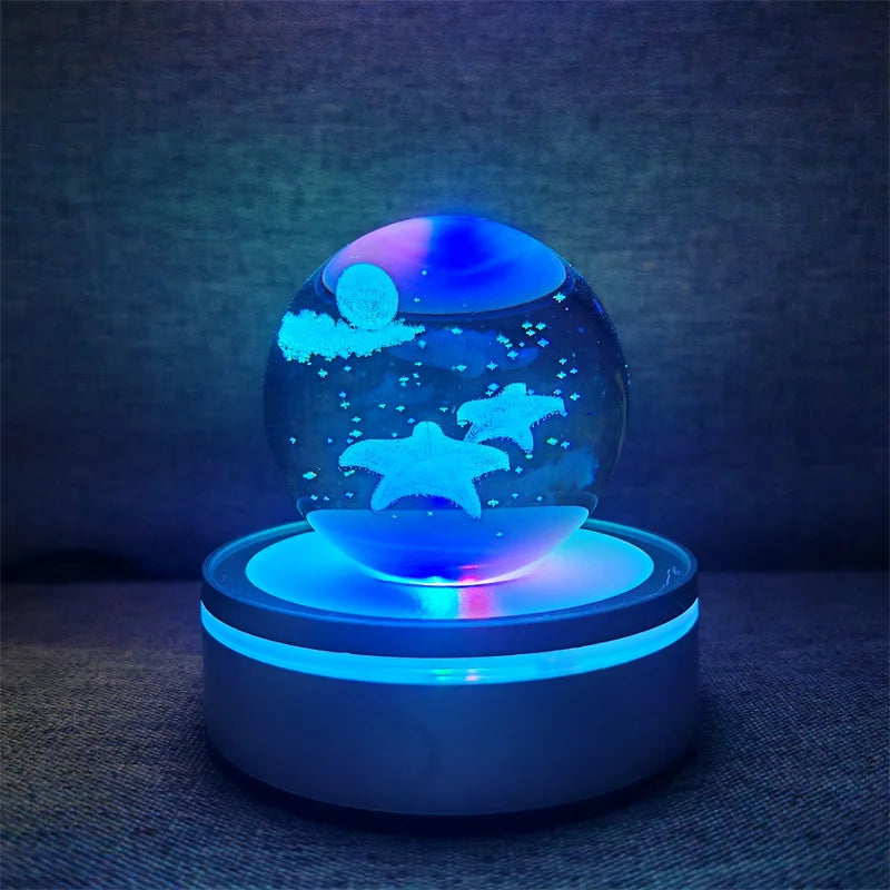 Crystal Ball Night Lights Glowing Planet Galaxy Astronaut 3D RGB Moon Atmosphere Lamp Tabletop Decorations Kid Gifts home decor