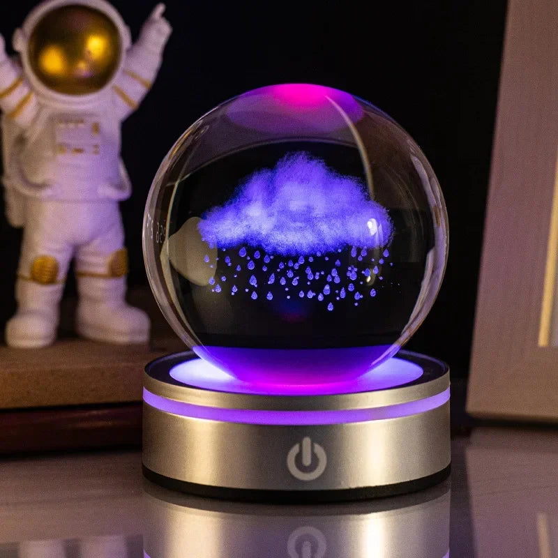 Crystal Ball Night Lights Glowing Planet Galaxy Astronaut 3D RGB Moon Atmosphere Lamp Tabletop Decorations Kid Gifts home decor