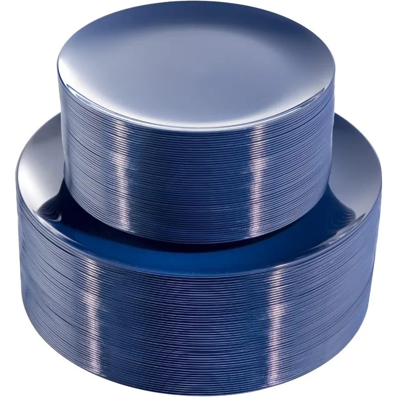 100PCS Green Plastic Plates - Green Disposable With Gold Rim - Plates Disposable Include 50PCS Green Dinner Plates