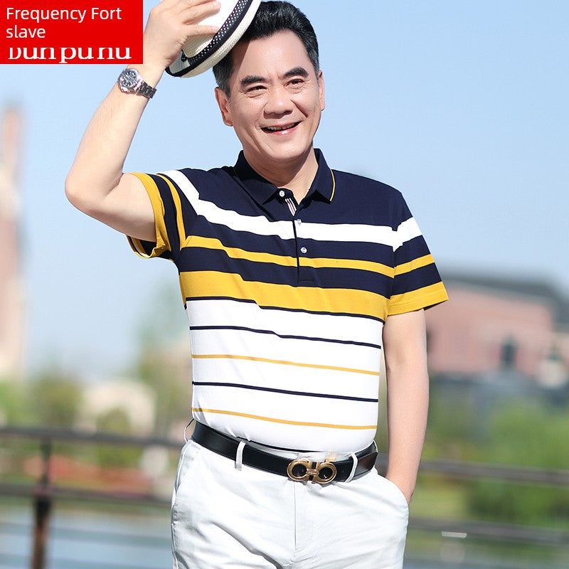 Middle-Aged Men's Dad Casual Polo Shirt Short-Sleeved T-shirt
