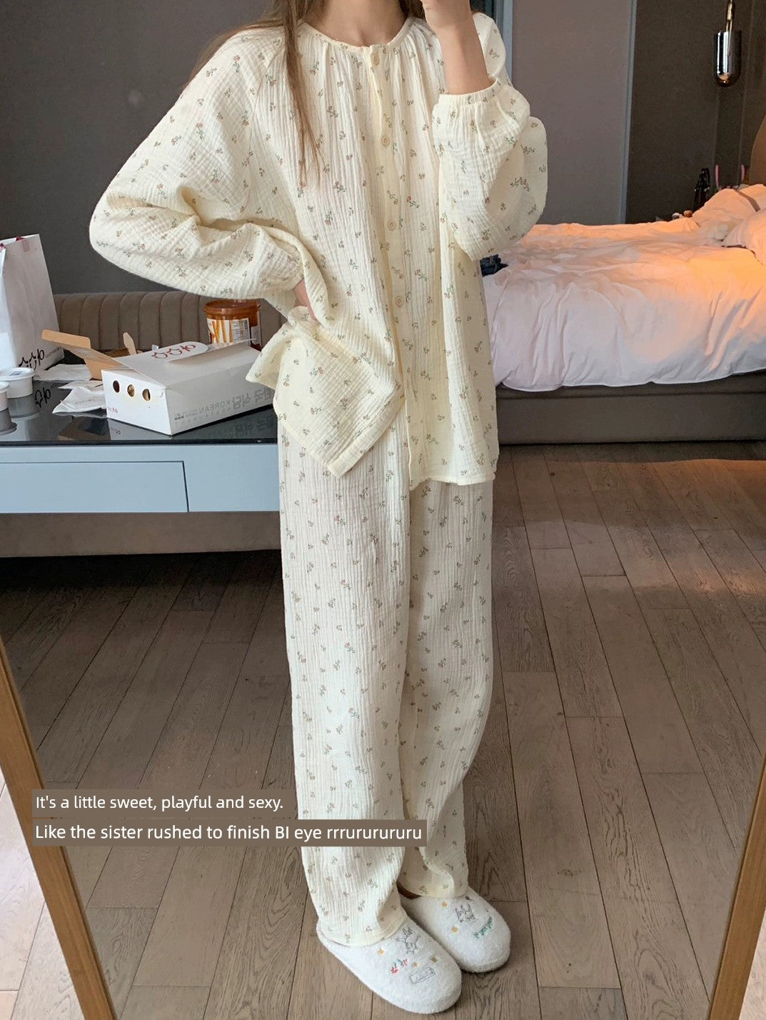 Gentle Women's Pure Cotton Floral Japanese Style Homewear Pajamas