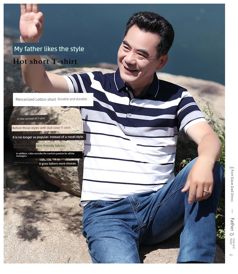 Middle-Aged Men's Dad Casual Polo Shirt Short-Sleeved T-shirt
