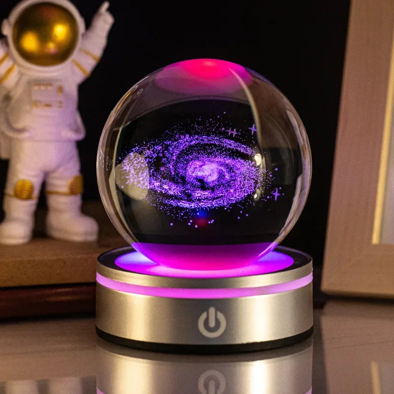 Crystal Ball Night Lights Glowing Planet Galaxy Astronaut 3D RGB Moon Atmosphere Lamp Tabletop Decorations Kid Gifts home decor