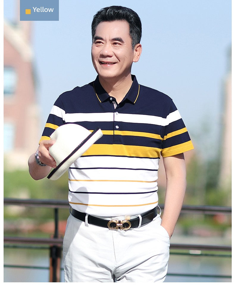 Middle-Aged Men's Dad Casual Polo Shirt Short-Sleeved T-shirt