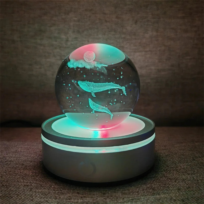 Crystal Ball Night Lights Glowing Planet Galaxy Astronaut 3D RGB Moon Atmosphere Lamp Tabletop Decorations Kid Gifts home decor