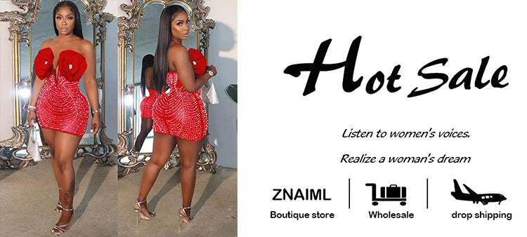 Znaiml Chic 3D Flower Rhinestones Peals Mesh Off Shoulder Bodycon Red Mini Dress Women Sexy Birthday Evening Prom New Year Robe