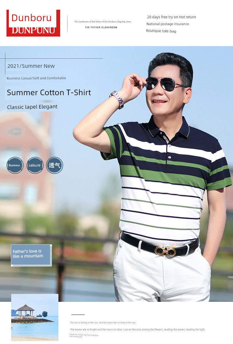 Middle-Aged Men's Dad Casual Polo Shirt Short-Sleeved T-shirt