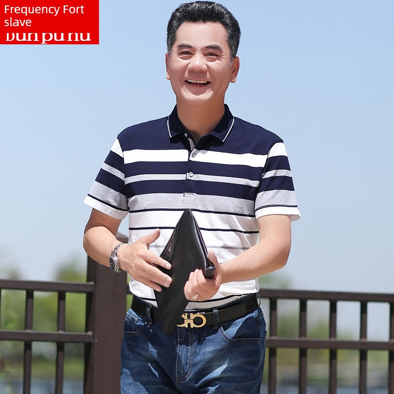 Middle-Aged Men's Dad Casual Polo Shirt Short-Sleeved T-shirt