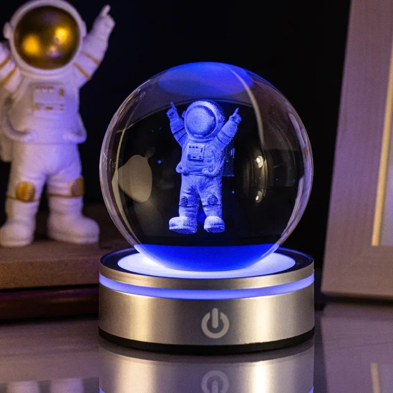 Crystal Ball Night Lights Glowing Planet Galaxy Astronaut 3D RGB Moon Atmosphere Lamp Tabletop Decorations Kid Gifts home decor