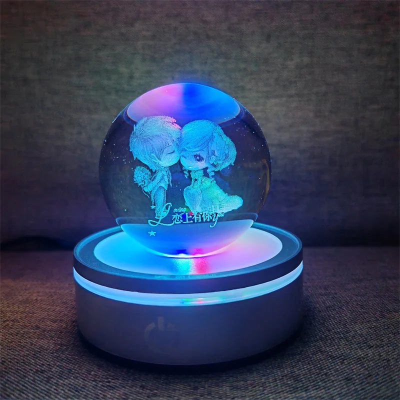 Crystal Ball Night Lights Glowing Planet Galaxy Astronaut 3D RGB Moon Atmosphere Lamp Tabletop Decorations Kid Gifts home decor