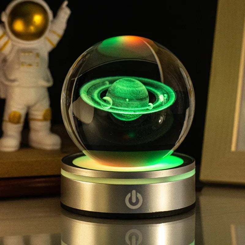Crystal Ball Night Lights Glowing Planet Galaxy Astronaut 3D RGB Moon Atmosphere Lamp Tabletop Decorations Kid Gifts home decor