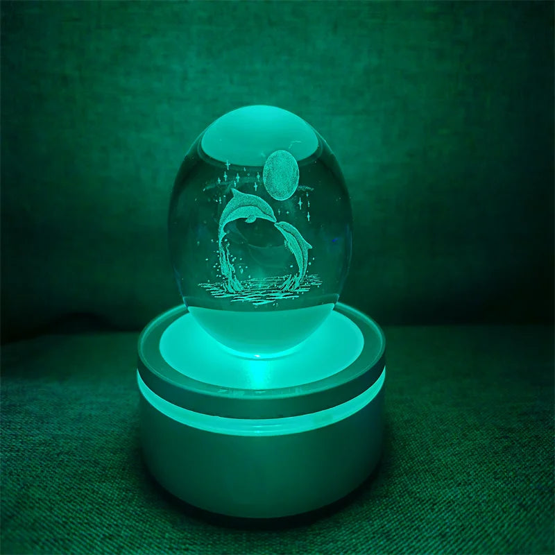 Crystal Ball Night Lights Glowing Planet Galaxy Astronaut 3D RGB Moon Atmosphere Lamp Tabletop Decorations Kid Gifts home decor