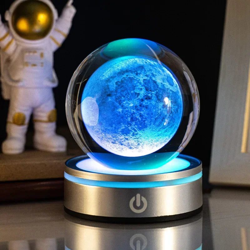 Crystal Ball Night Lights Glowing Planet Galaxy Astronaut 3D RGB Moon Atmosphere Lamp Tabletop Decorations Kid Gifts home decor
