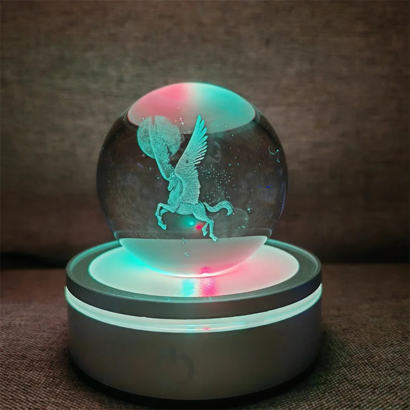 Crystal Ball Night Lights Glowing Planet Galaxy Astronaut 3D RGB Moon Atmosphere Lamp Tabletop Decorations Kid Gifts home decor