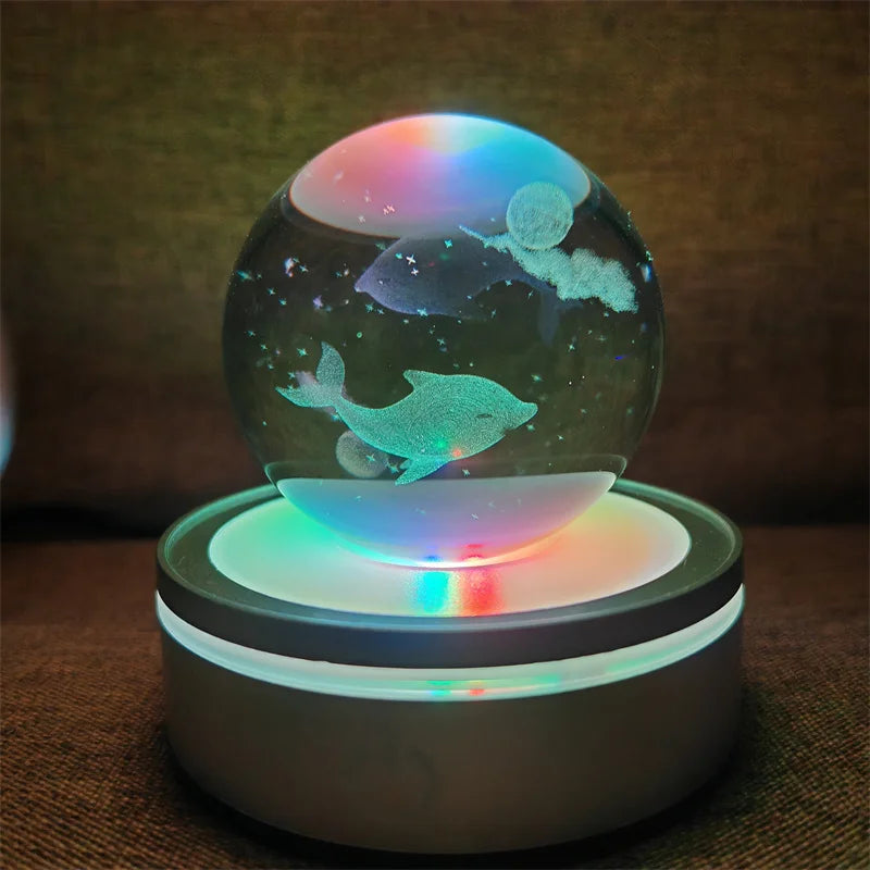 Crystal Ball Night Lights Glowing Planet Galaxy Astronaut 3D RGB Moon Atmosphere Lamp Tabletop Decorations Kid Gifts home decor