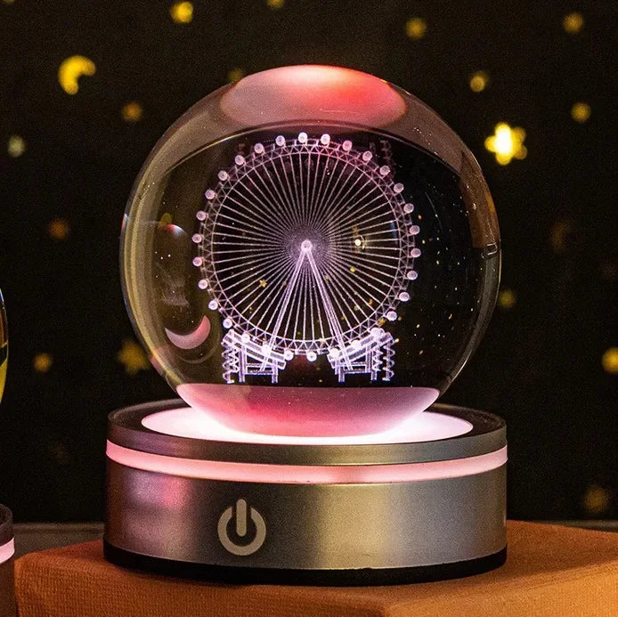 Crystal Ball Night Lights Glowing Planet Galaxy Astronaut 3D RGB Moon Atmosphere Lamp Tabletop Decorations Kid Gifts home decor