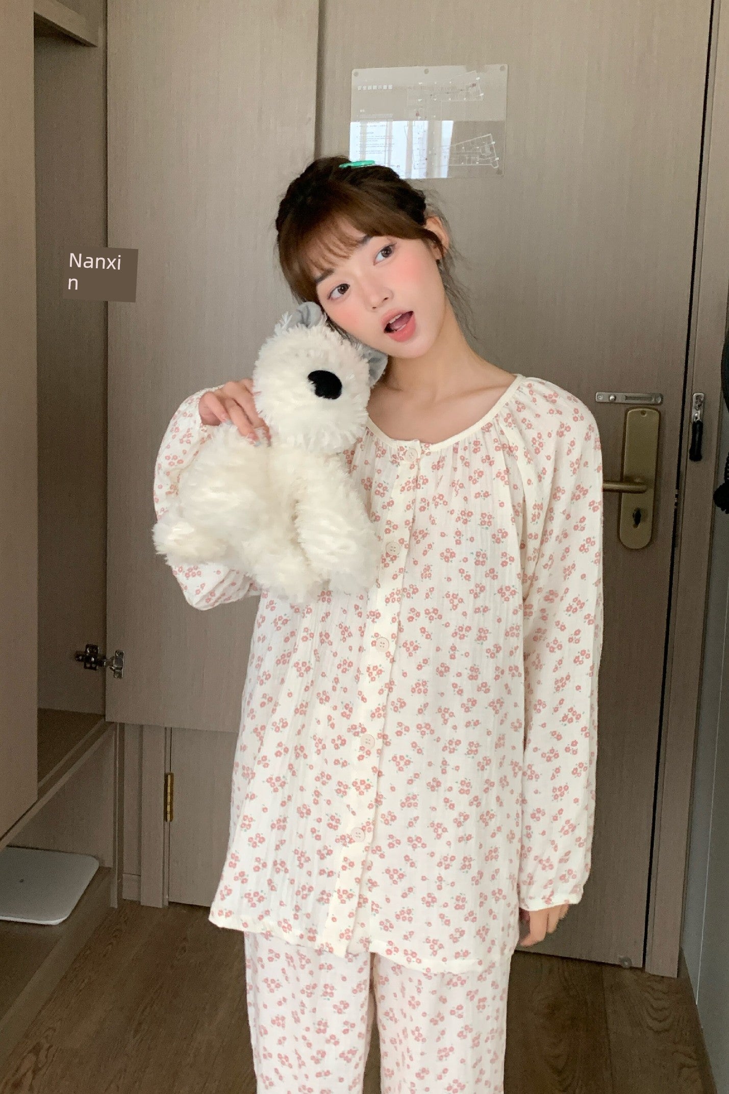 Gentle Women's Pure Cotton Floral Japanese Style Homewear Pajamas