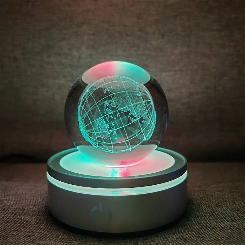 Crystal Ball Night Lights Glowing Planet Galaxy Astronaut 3D RGB Moon Atmosphere Lamp Tabletop Decorations Kid Gifts home decor