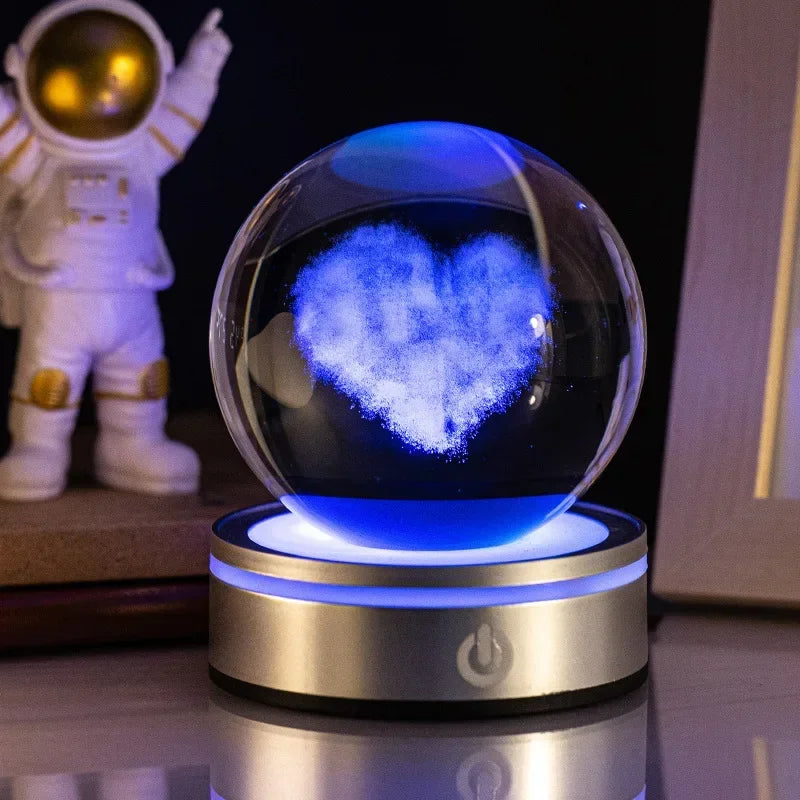 Crystal Ball Night Lights Glowing Planet Galaxy Astronaut 3D RGB Moon Atmosphere Lamp Tabletop Decorations Kid Gifts home decor